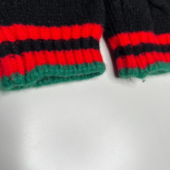 Gucci Wool Sweater XS Black Red Green Logo Patch Italy Made Pullover Preppy - Picture 12 of 12